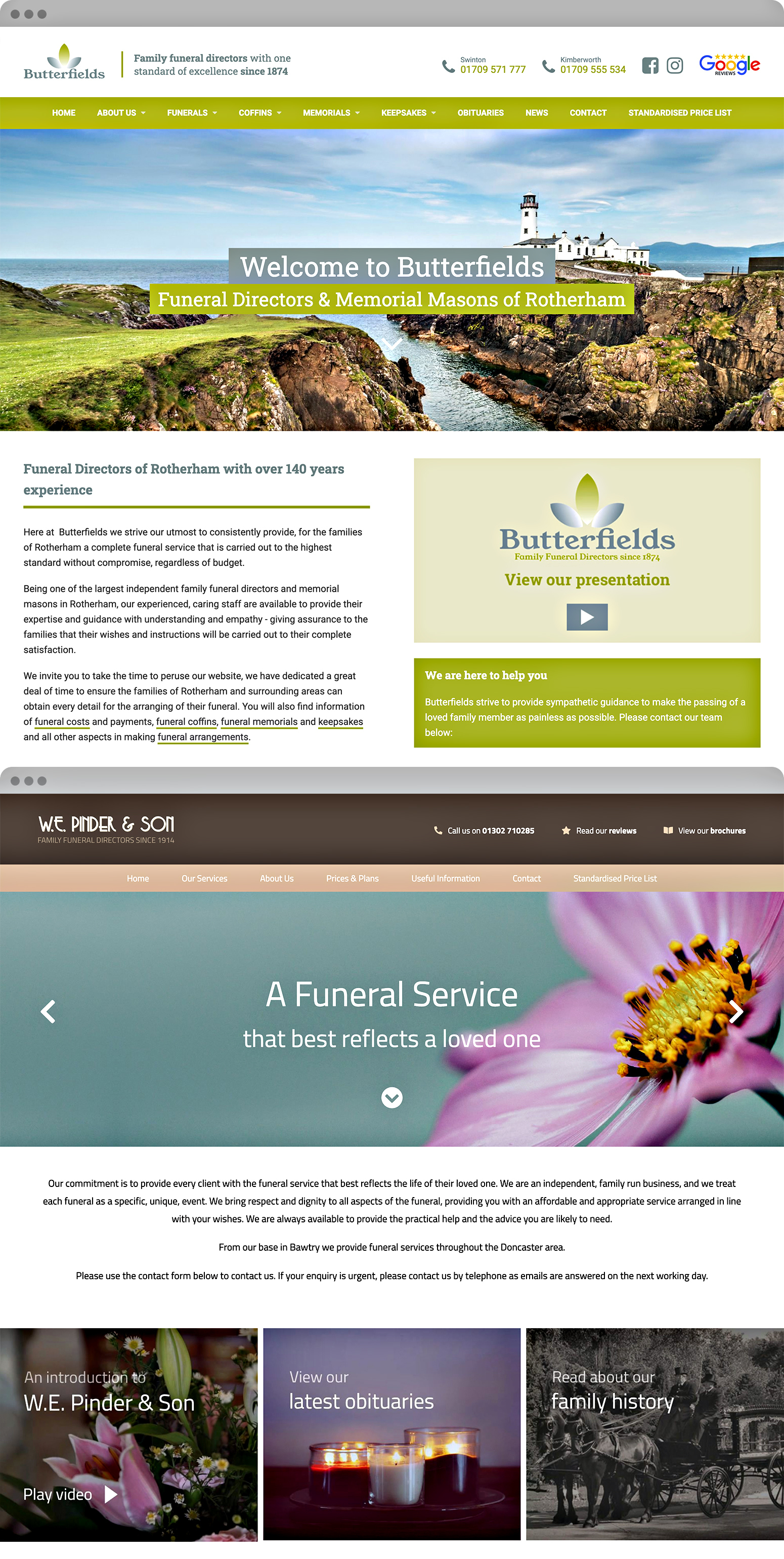 Funeral director web design