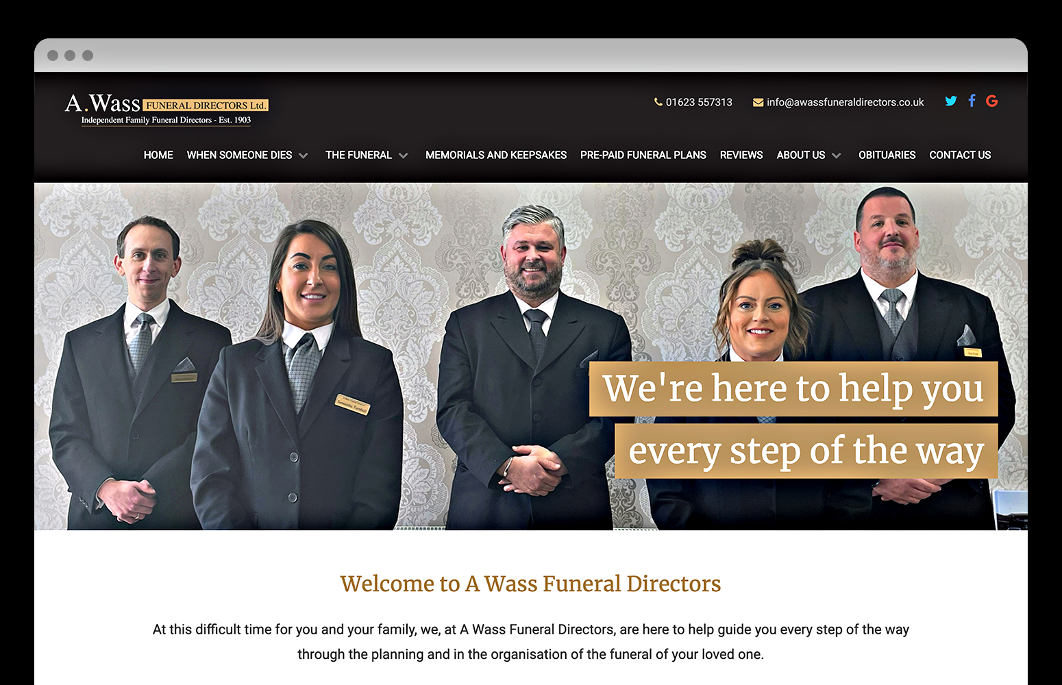 Funeral directors web design