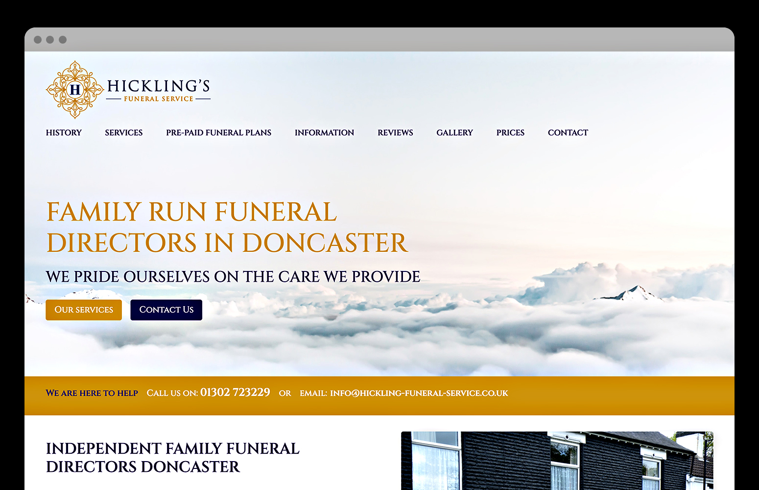 Funeral directors  website design