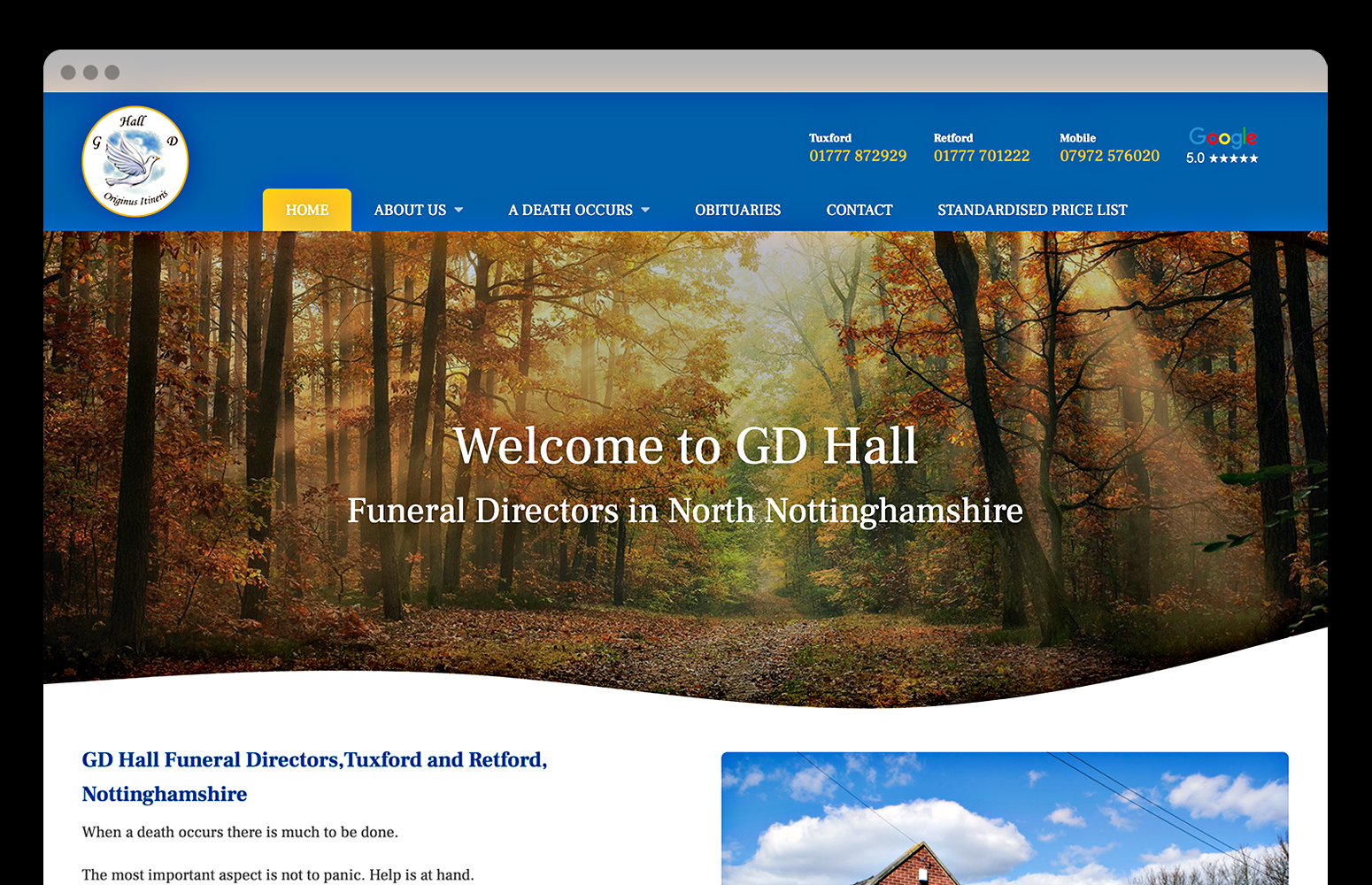 Funeral directors  web development